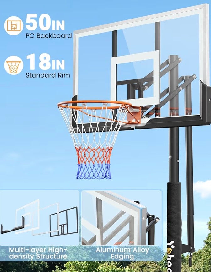 50in In Ground Basketball Ball Hoop